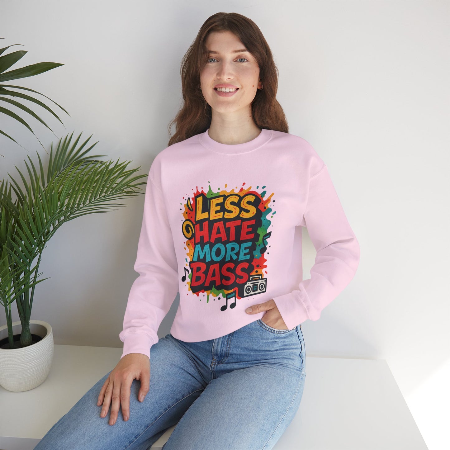 Less Hate More Bass Unisex Crewneck Sweatshirt